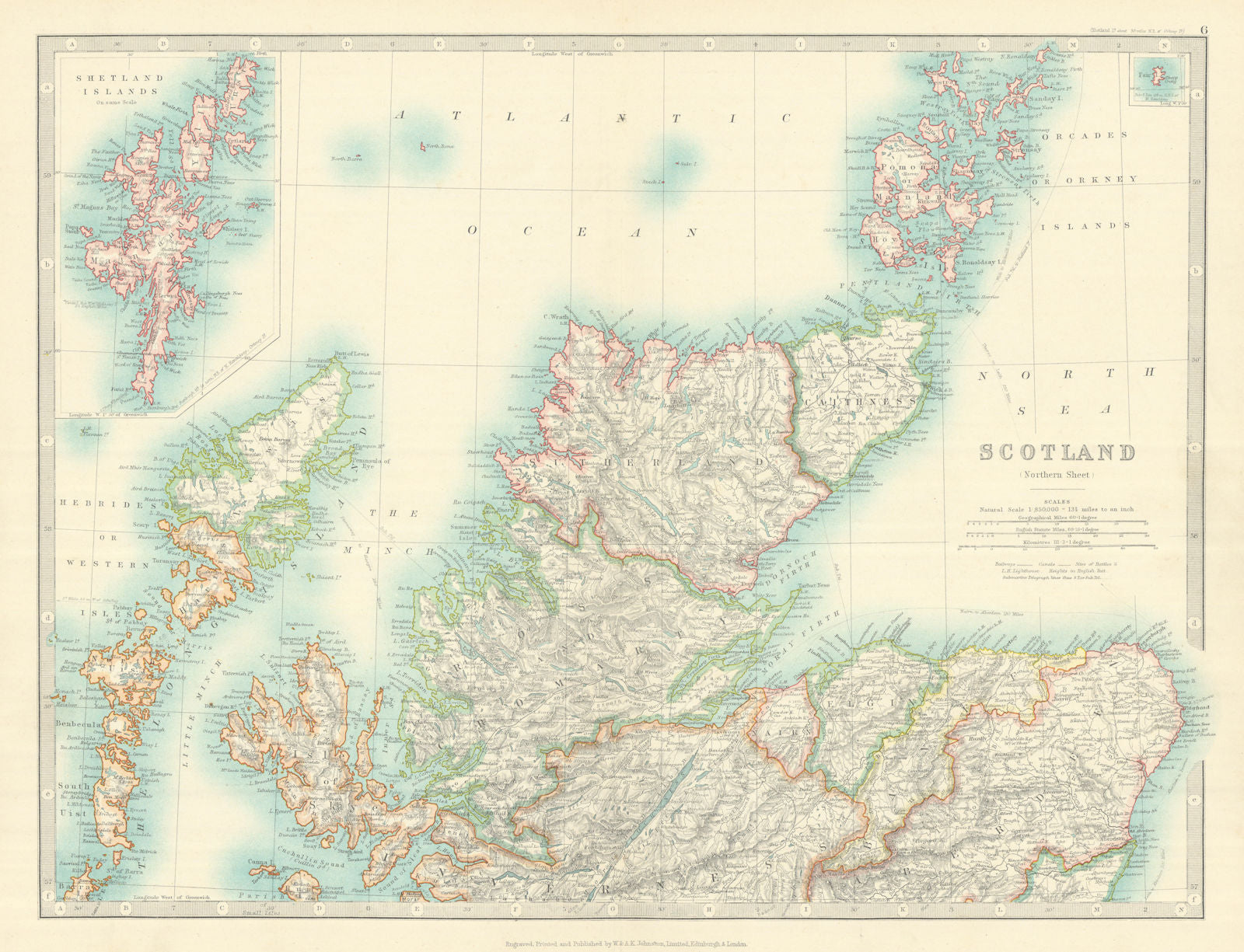 NORTHERN SCOTLAND showing battlefields and dates. JOHNSTON 1913 old map